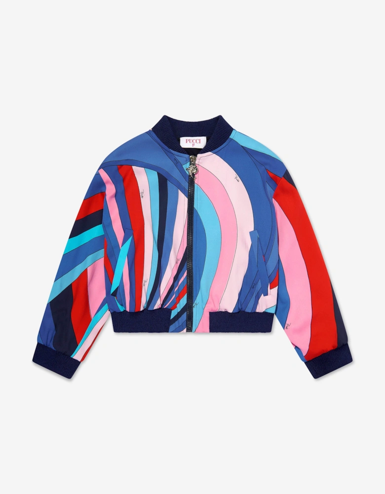 Girls Iride Print Zip Up Jacket in Multicolour