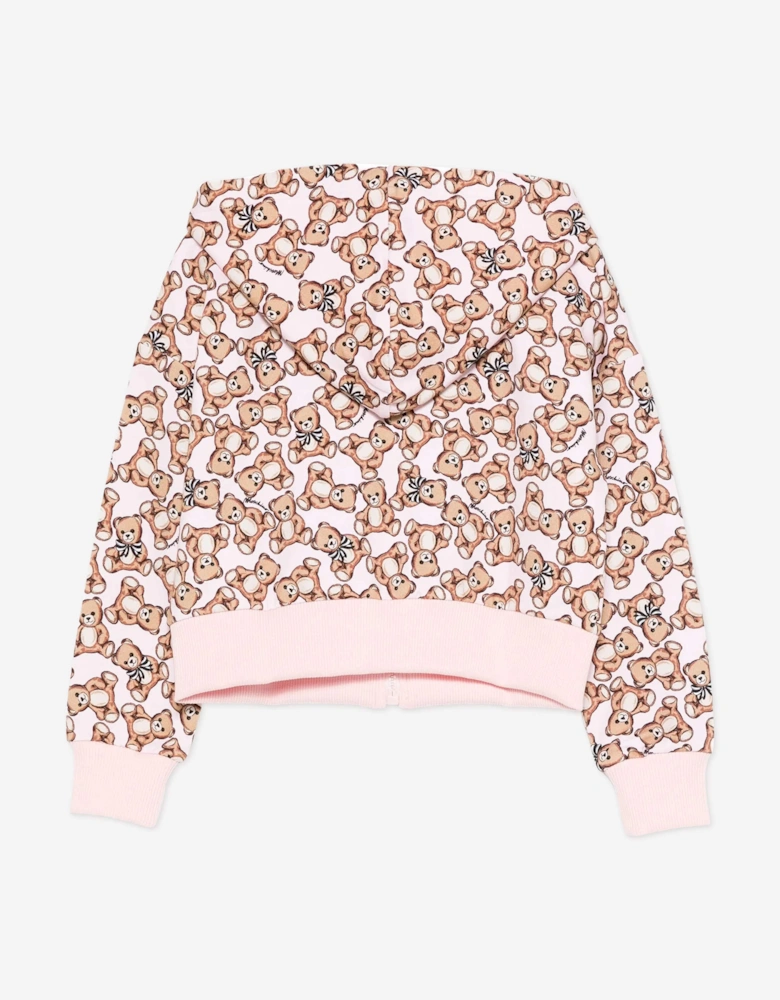 Girls Teddy Bear Zip Up Top in Pink