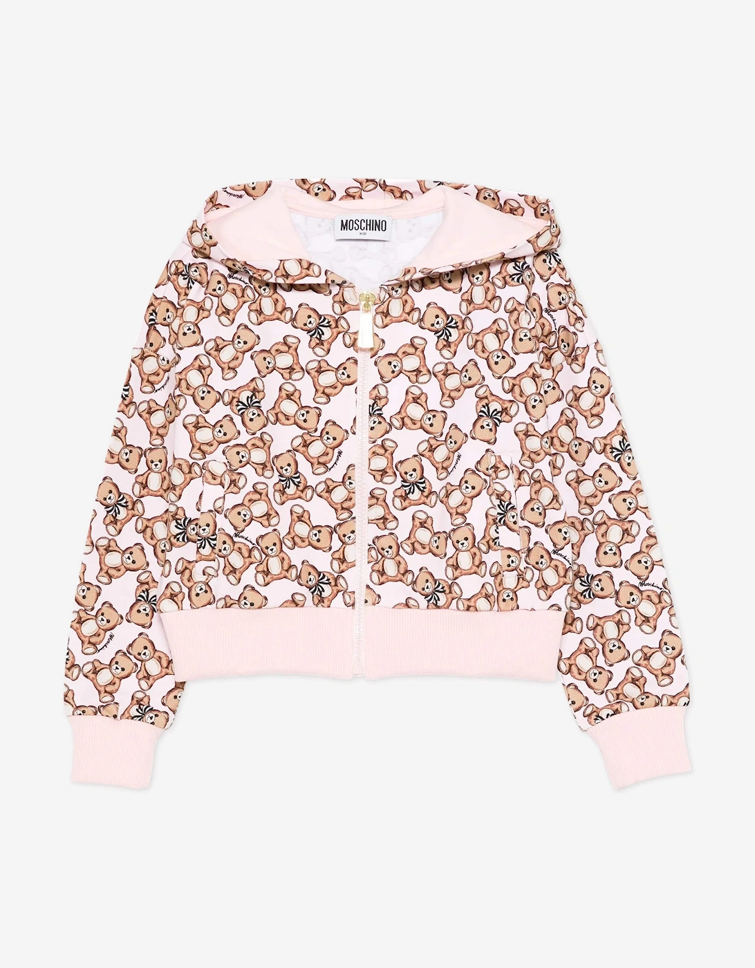 Girls Teddy Bear Zip Up Top in Pink, 5 of 4