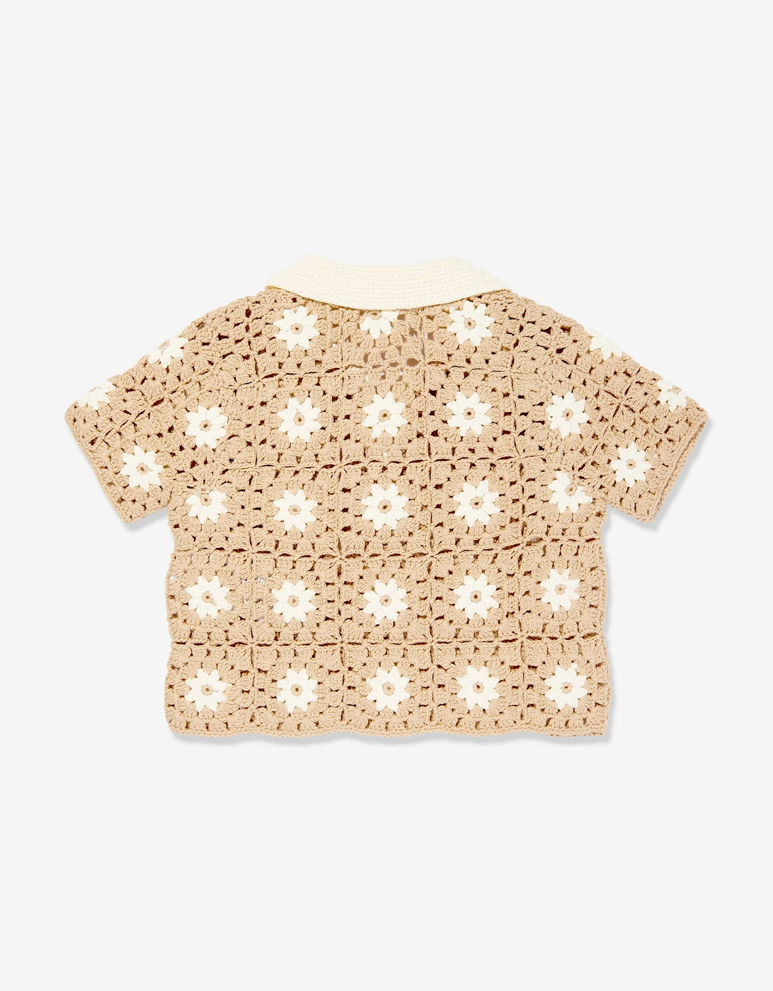 Girls Cascadian Crochet Polo Shirt in Ivory