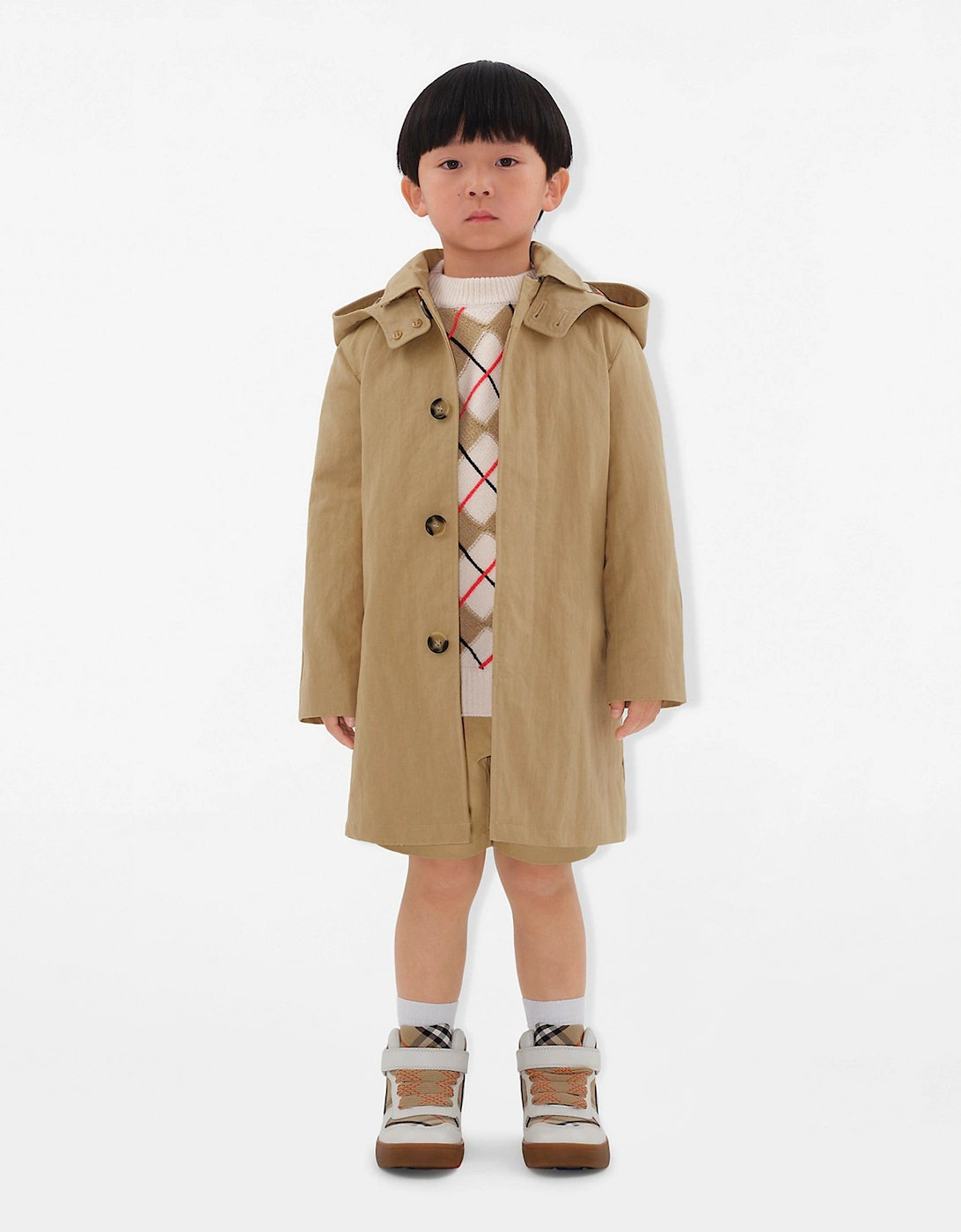 Boys Hadley Trench Coat in Beige