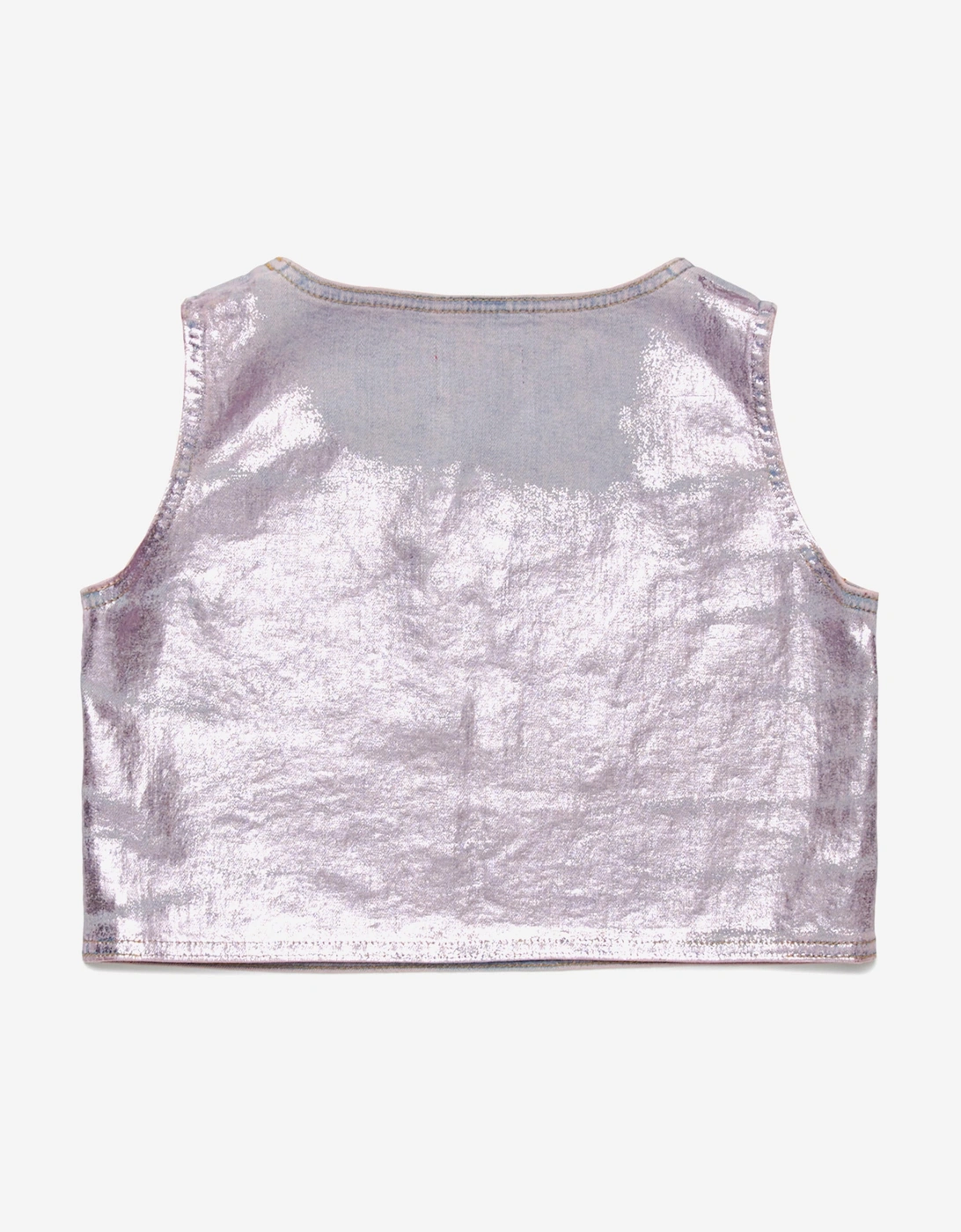 Girls Metallic Coated Sleeveless Top in Pink