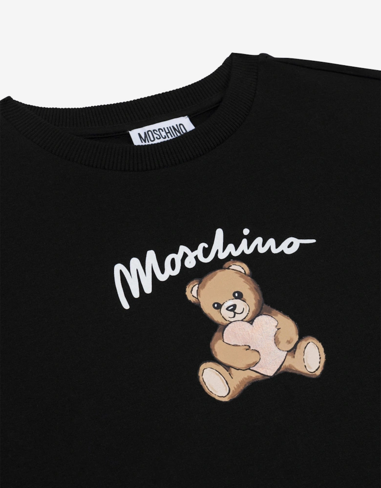 Girls Teddy Bear Logo Sweatshirt in Black