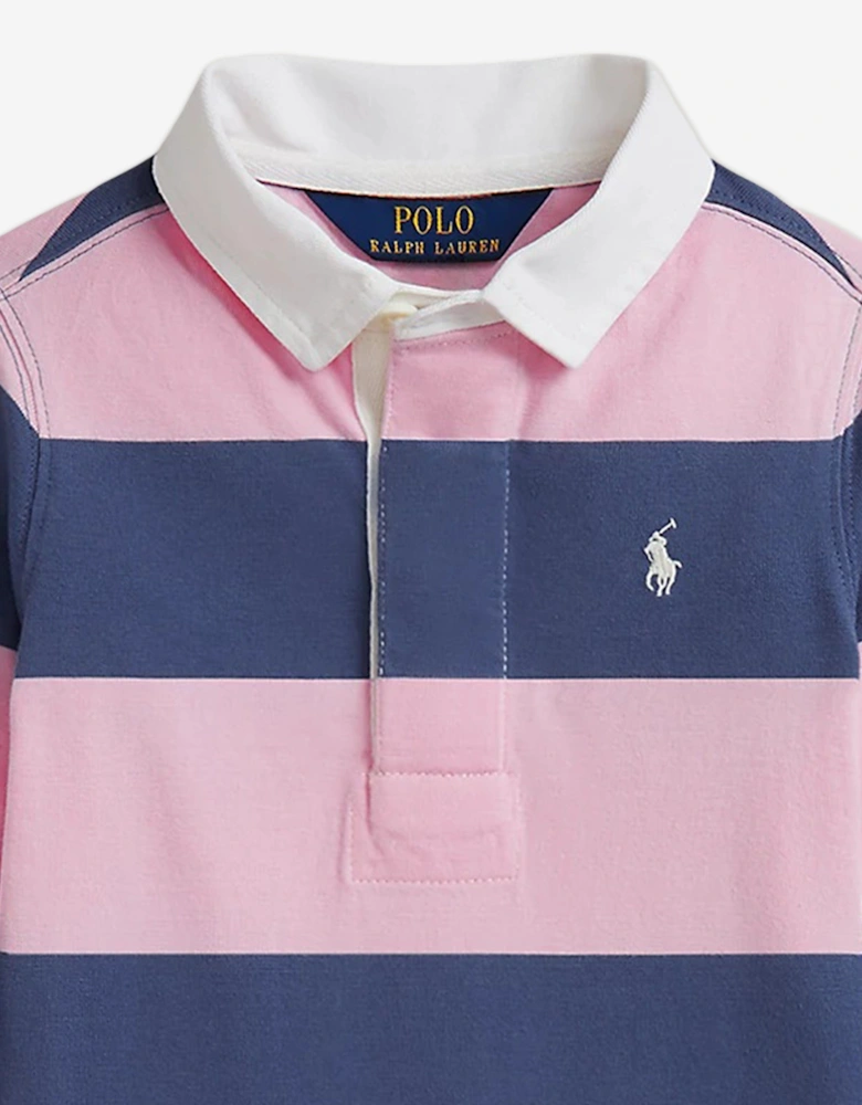 Girls Striped Rugby Dress in Navy