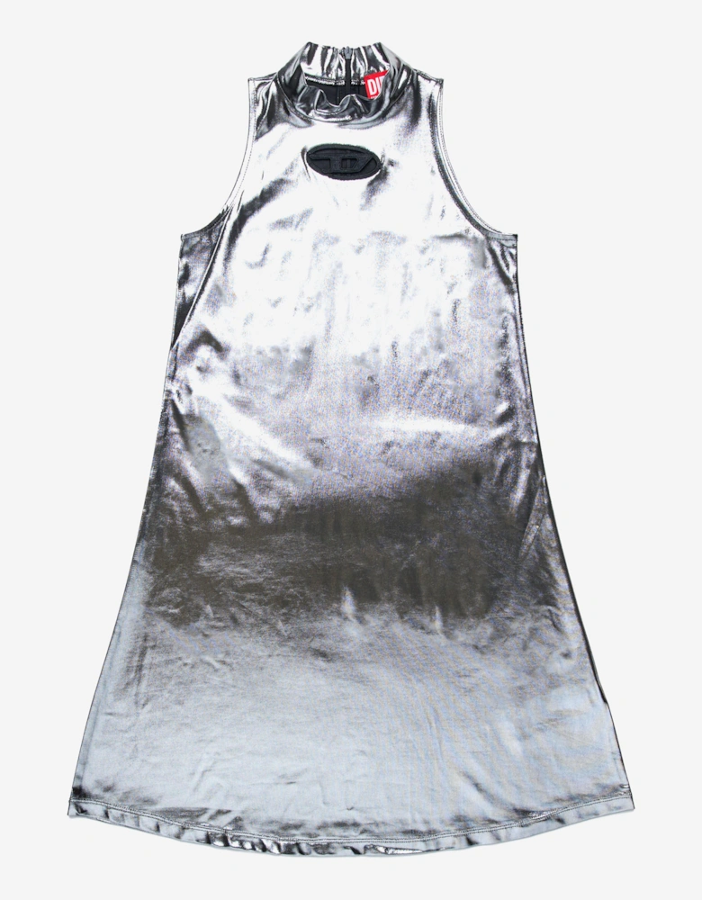 Girls Metallic Sleeveless Dress in Silver