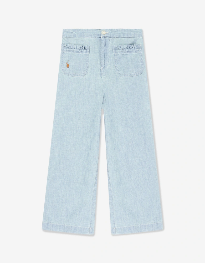 Girls Chambray Trousers in Blue