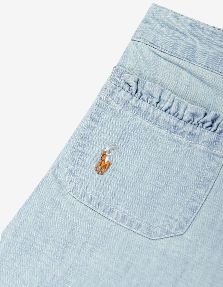 Girls Chambray Trousers in Blue