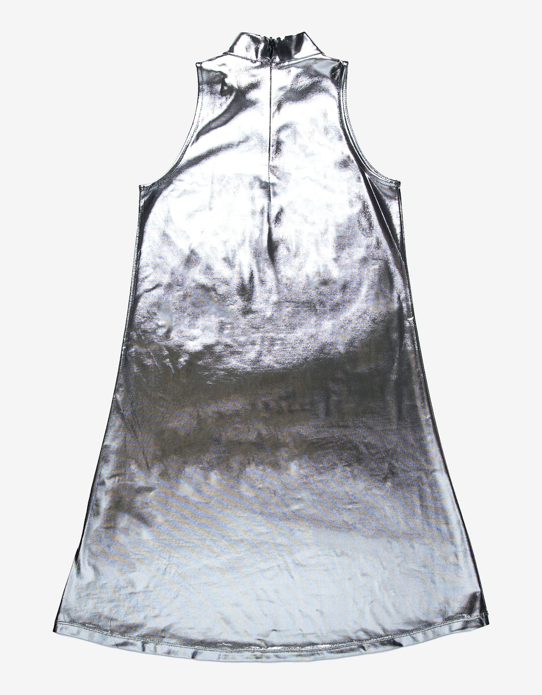 Girls Metallic Sleeveless Dress in Silver