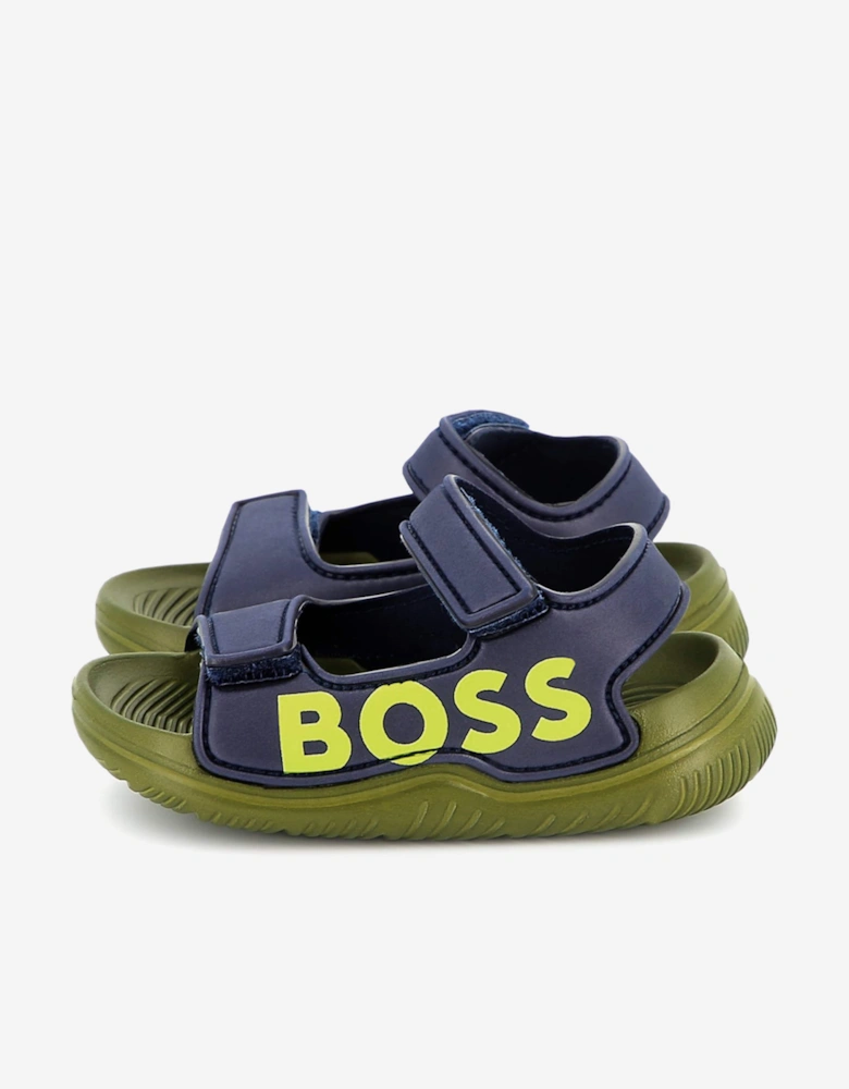 BOSS Boys Logo Sandals in Navy