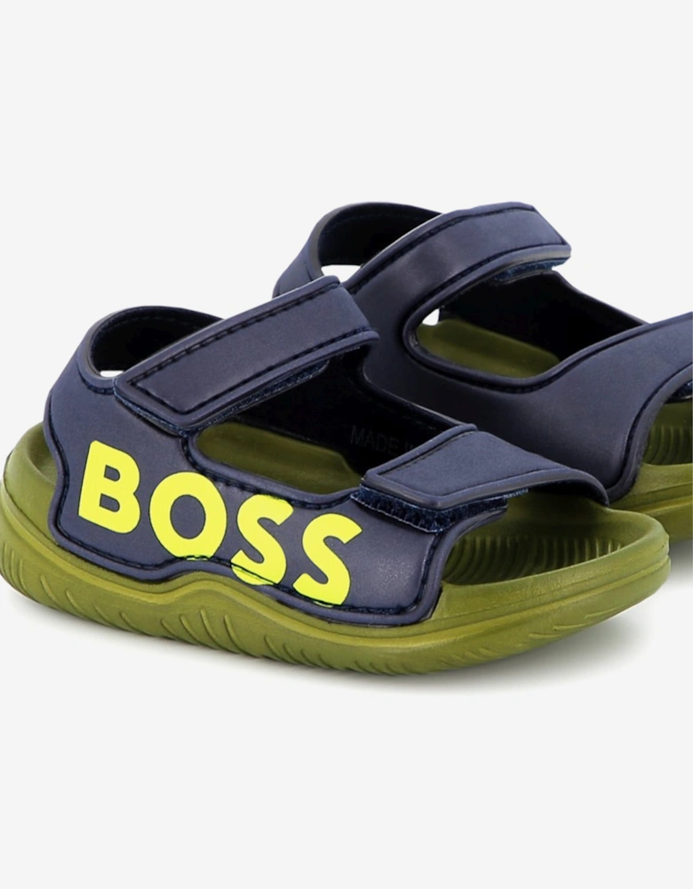 BOSS Boys Logo Sandals in Navy