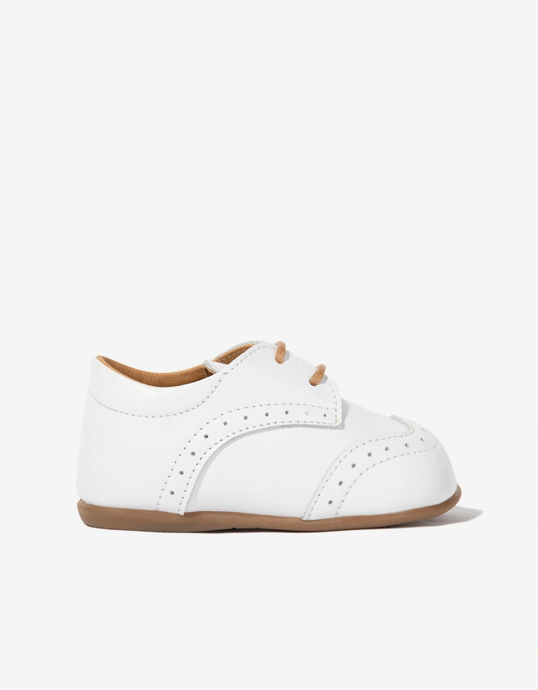 BABYWALKER Baby Boys Leather Lace Up Shoes in White, 5 of 4