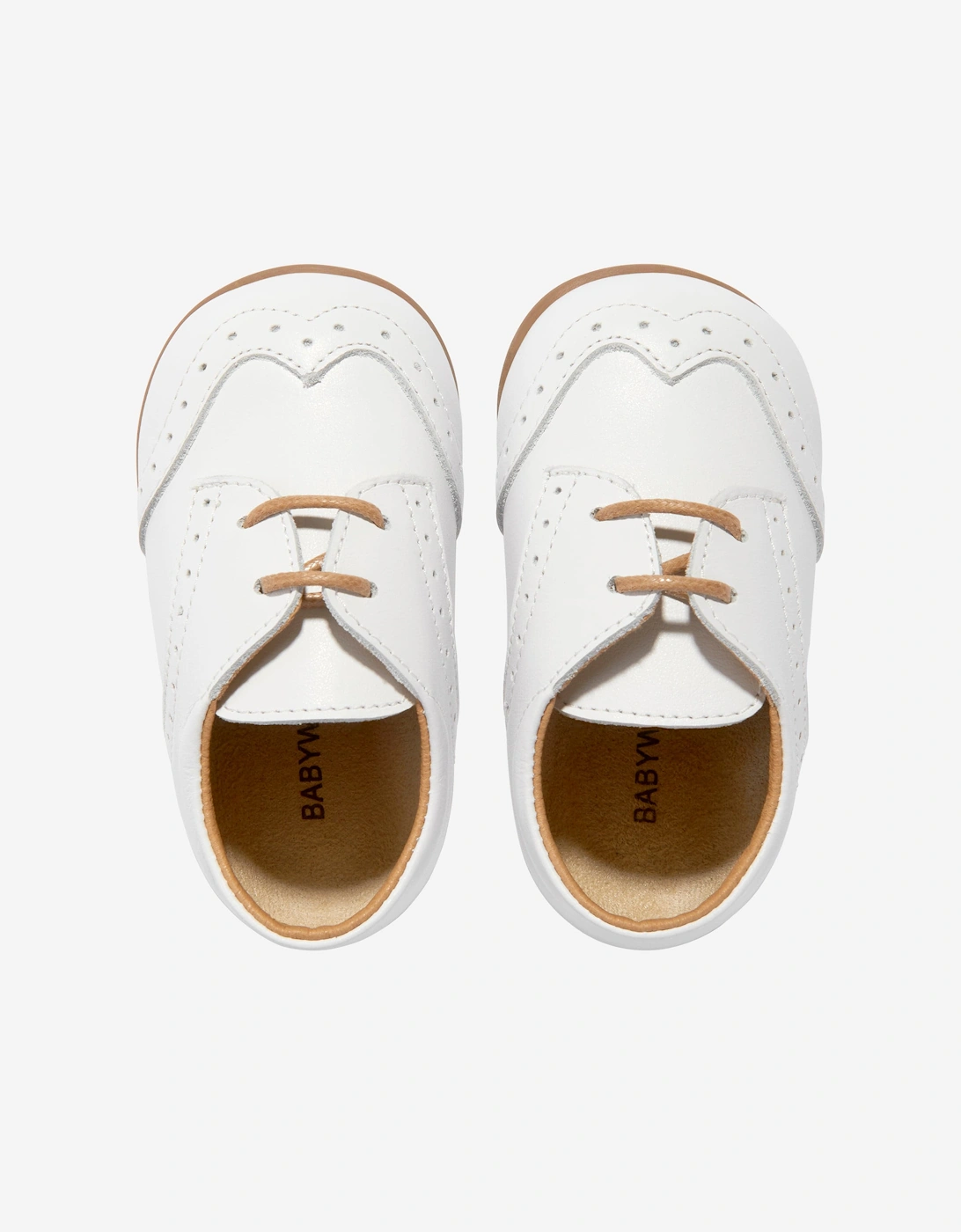 BABYWALKER Baby Boys Leather Lace Up Shoes in White
