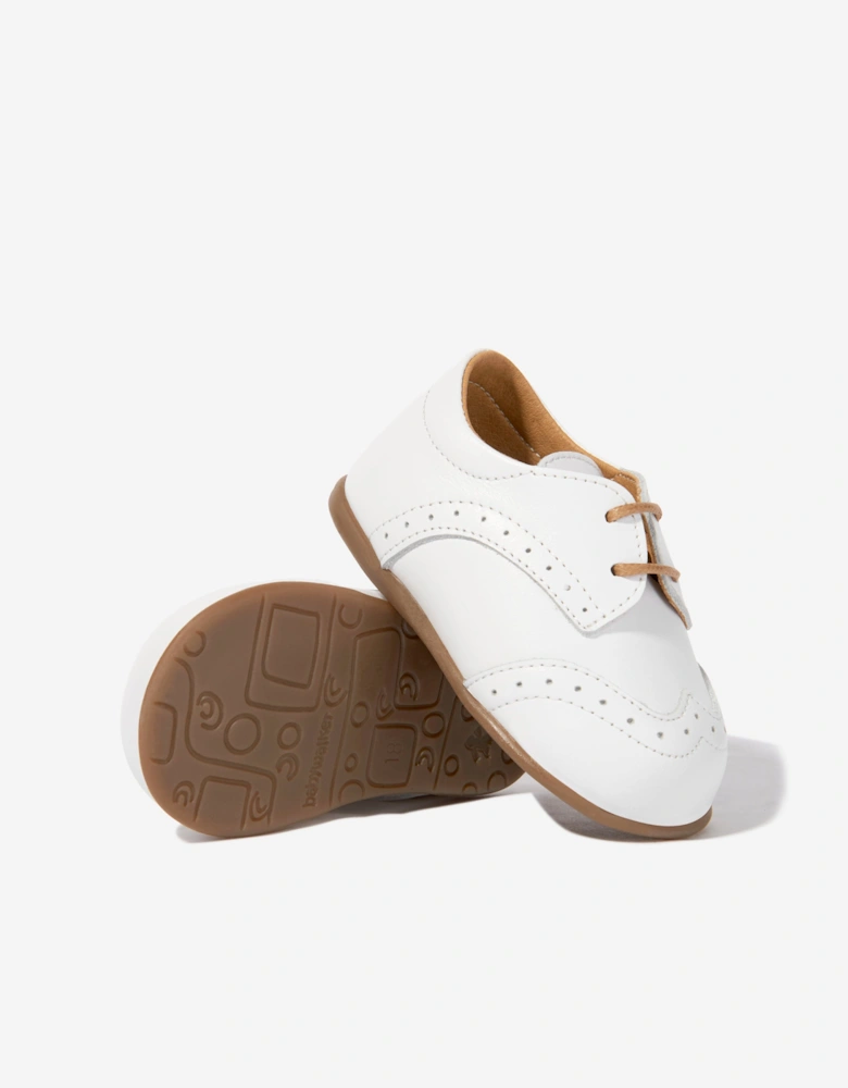 BABYWALKER Baby Boys Leather Lace Up Shoes in White