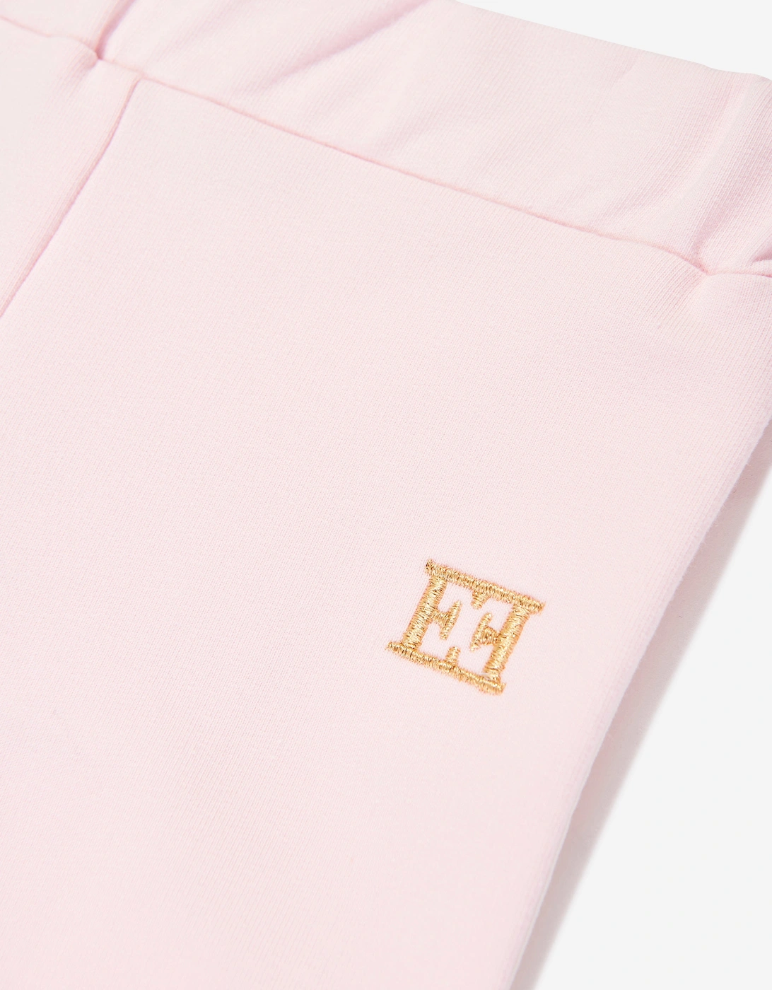 Baby Girls Embroidered Logo Jersey Trousers in Pink