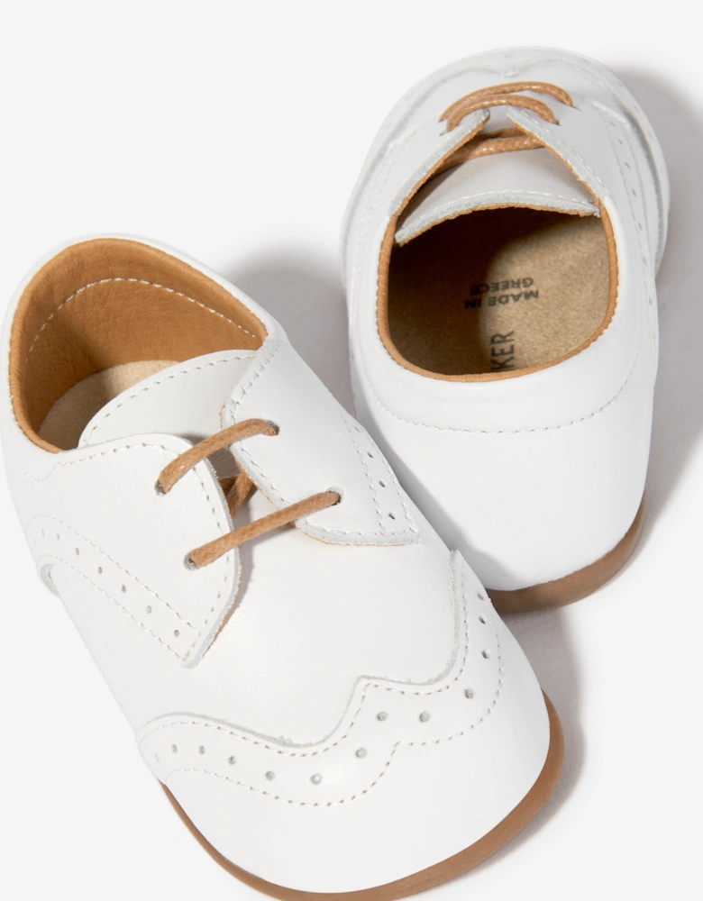 BABYWALKER Baby Boys Leather Lace Up Shoes in White