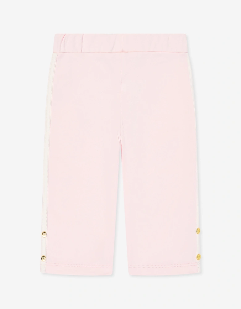 Baby Girls Embroidered Logo Jersey Trousers in Pink