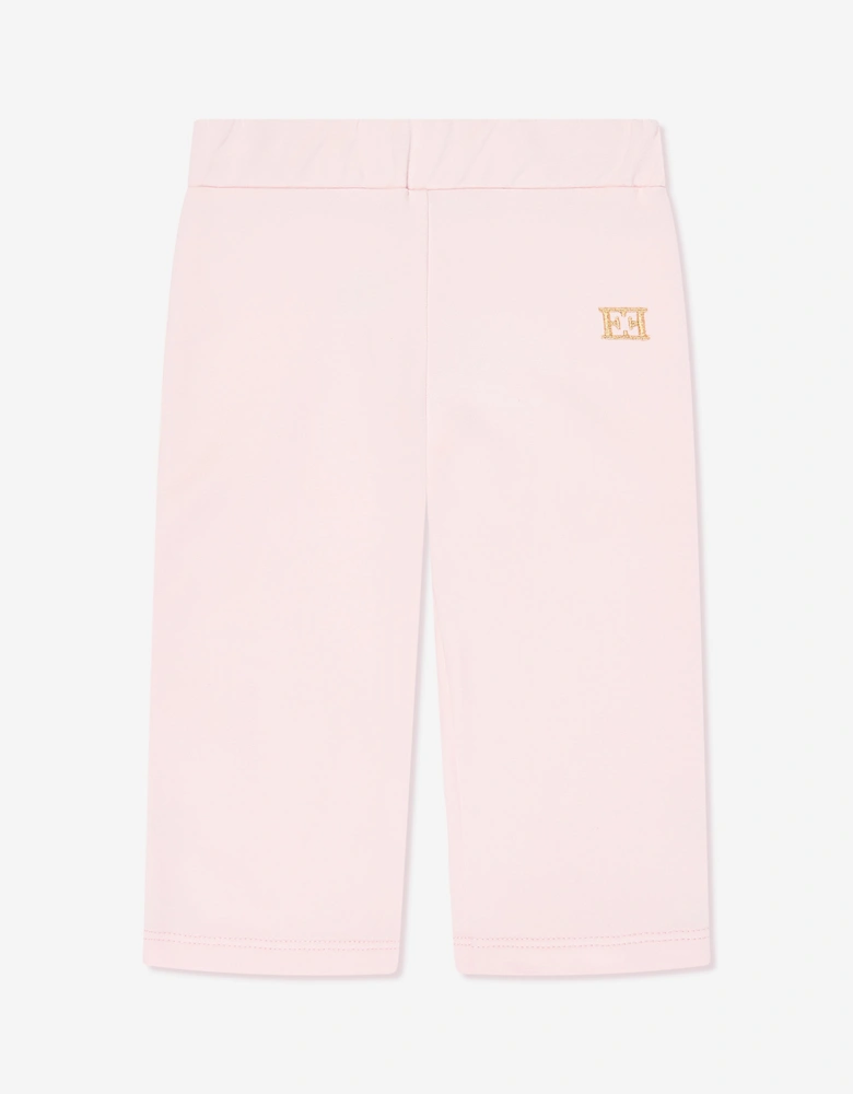 Baby Girls Embroidered Logo Jersey Trousers in Pink