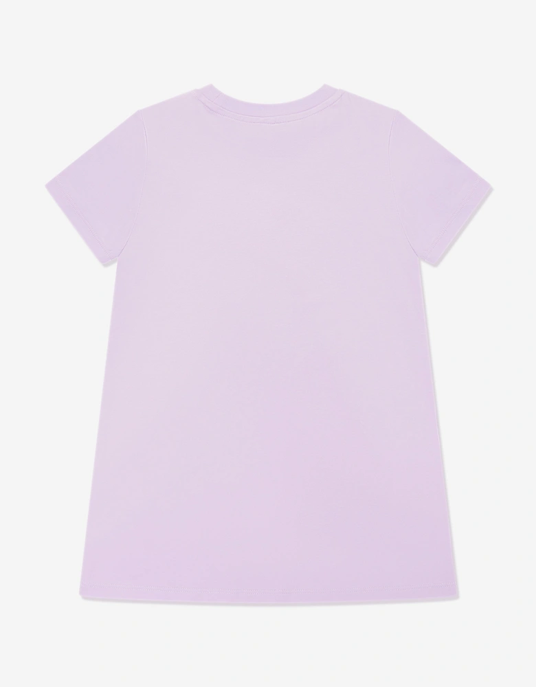 Girls Fringed Star Jersey Dress in Purple