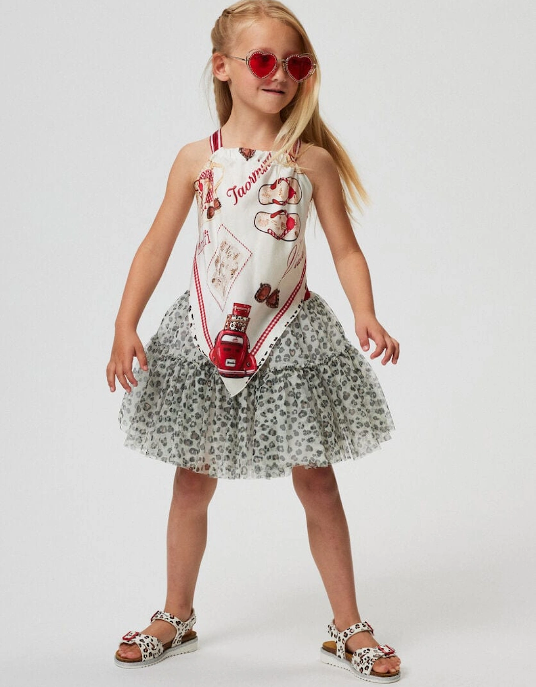 Girls Leopard Tulle Tutu in Beige