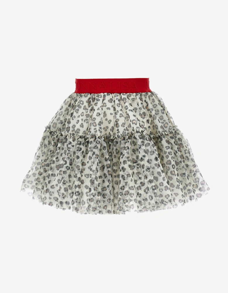 Girls Leopard Tulle Tutu in Beige