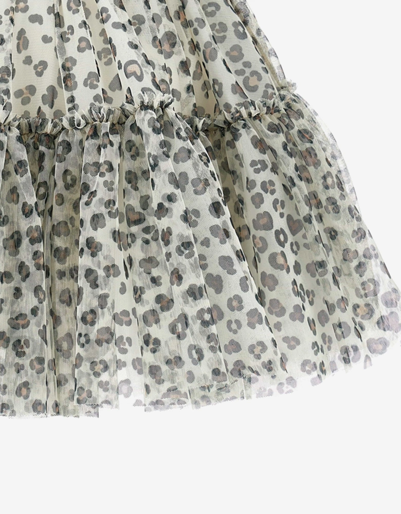 Girls Leopard Tulle Tutu in Beige