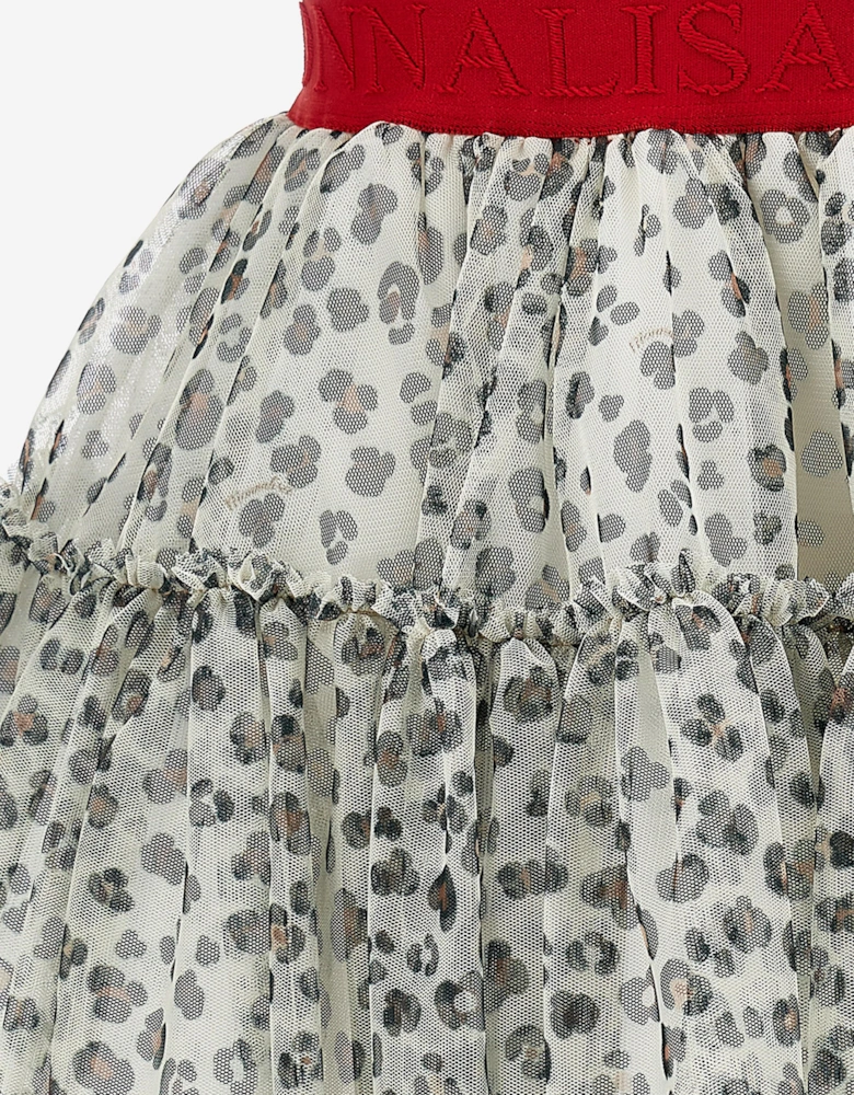 Girls Leopard Tulle Tutu in Beige