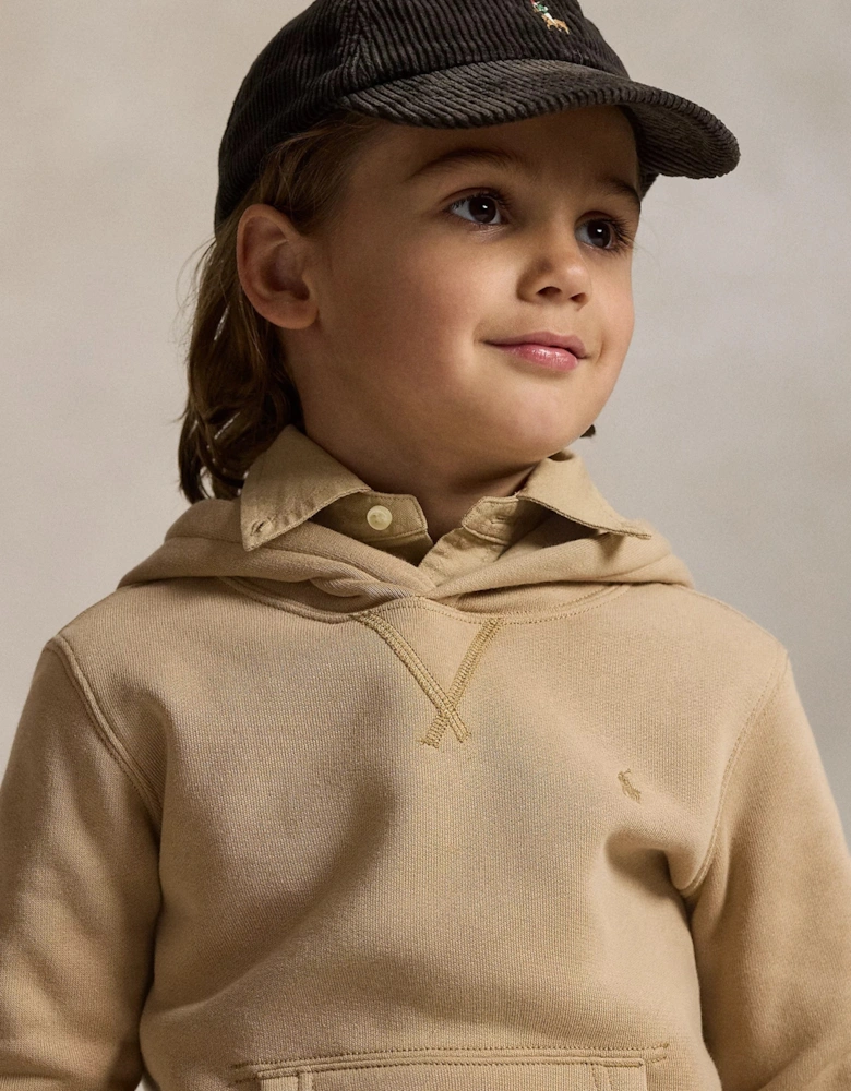 Boys Logo Hoodie in Beige