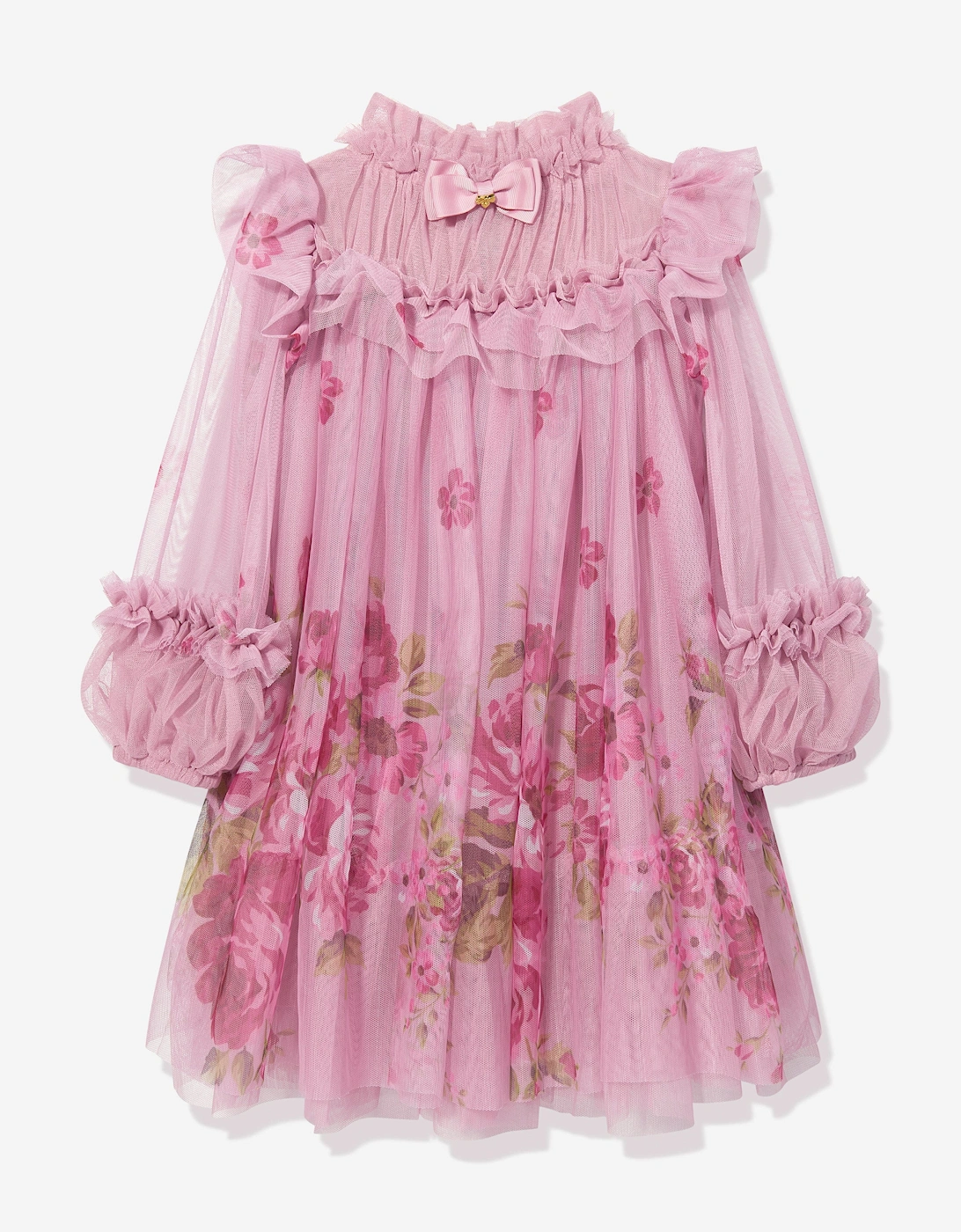 Angels Face Girls Nadiya Border Print Tulle Dress in Pink, 5 of 4