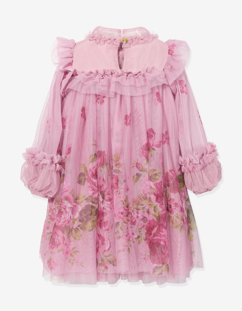 Angels Face Girls Nadiya Border Print Tulle Dress in Pink