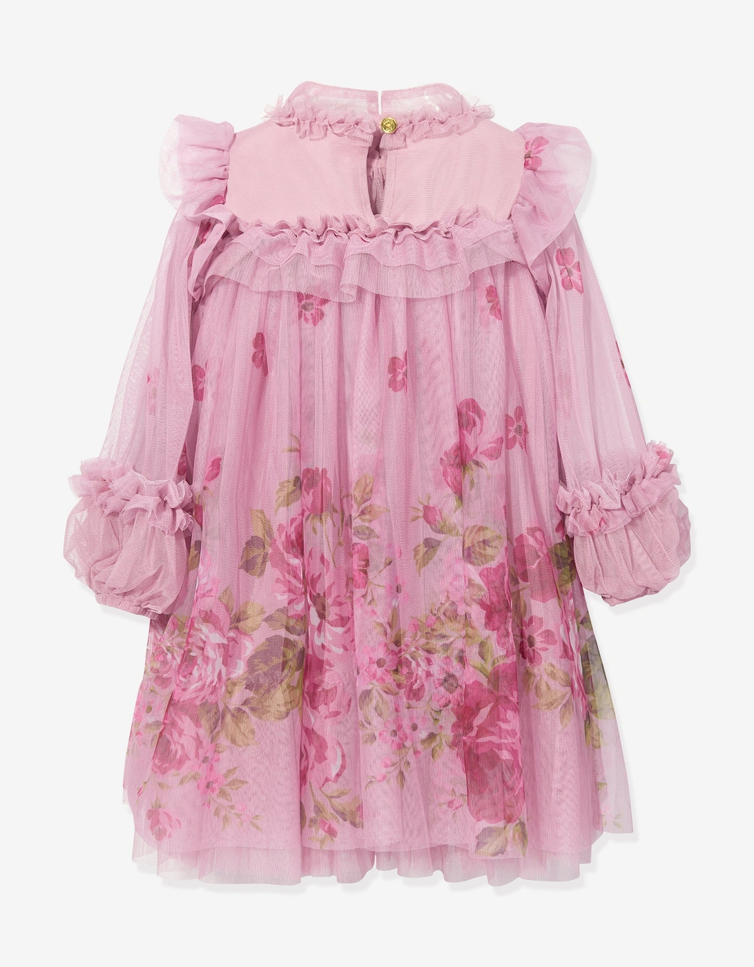 Angels Face Girls Nadiya Border Print Tulle Dress in Pink