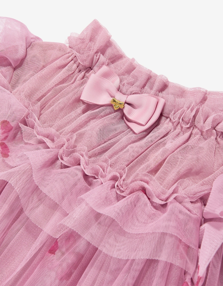 Angels Face Girls Nadiya Border Print Tulle Dress in Pink