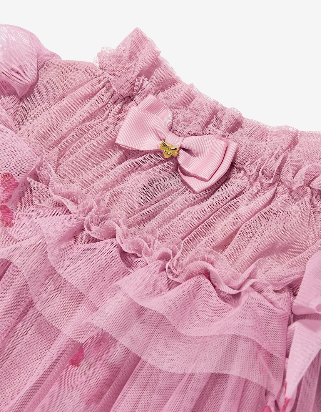 Angels Face Girls Nadiya Border Print Tulle Dress in Pink