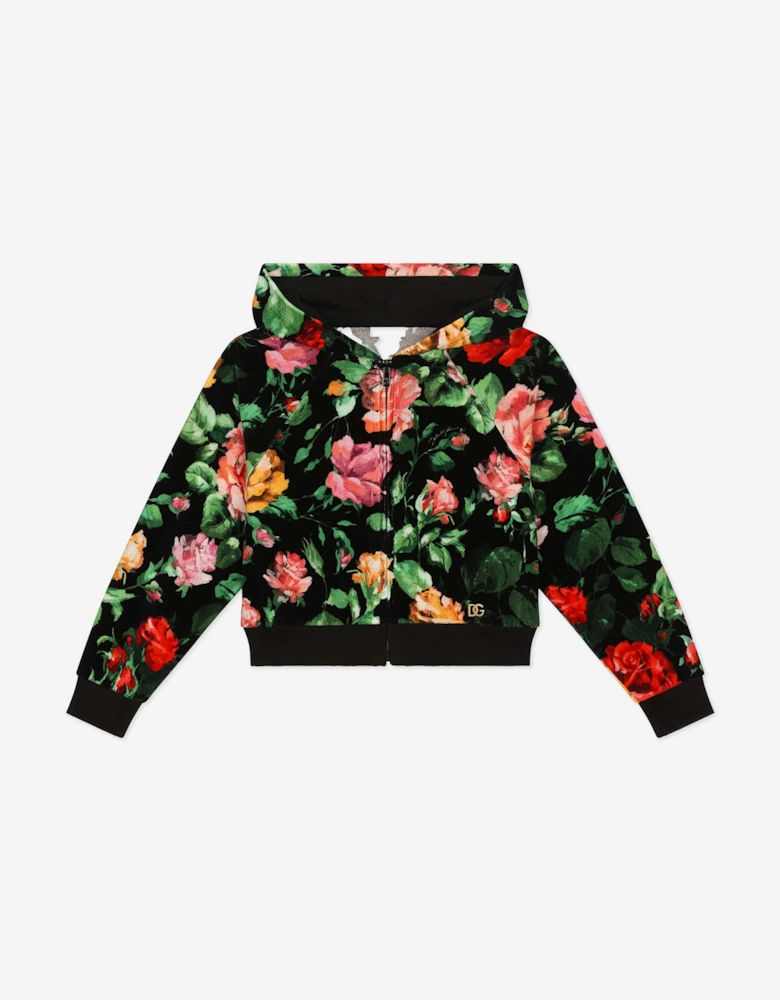Girls Rose Zip Up Top in Multicolour