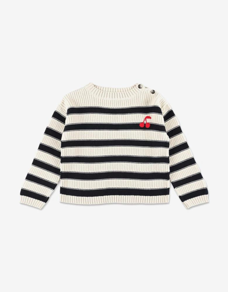 Girls Striped Ereni Jumper in Navy