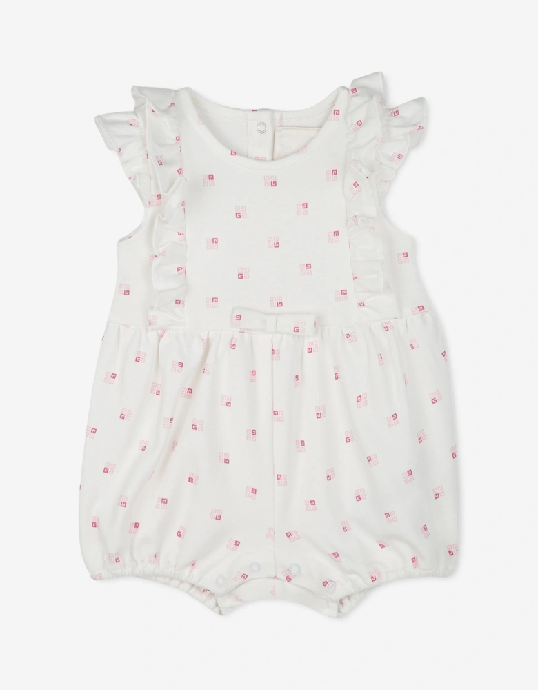 Baby Girls Logo Romper in Ivory