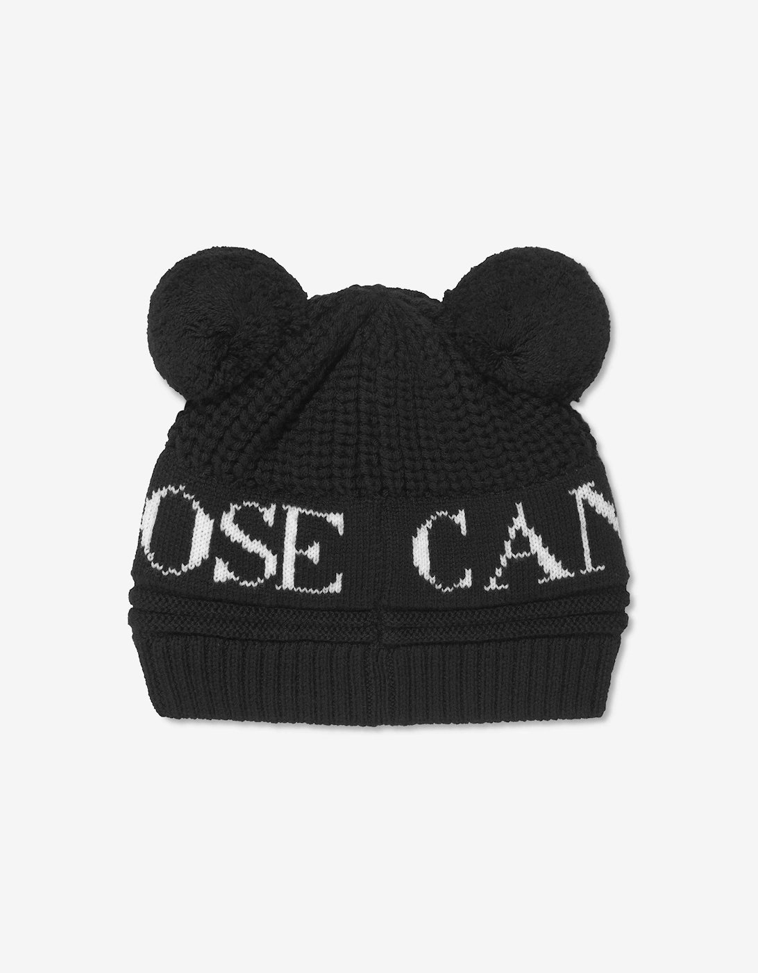 Baby Double Pom Pom Hat in Black