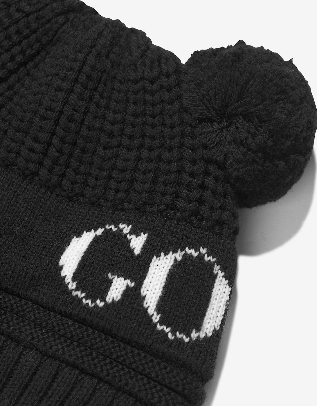 Baby Double Pom Pom Hat in Black