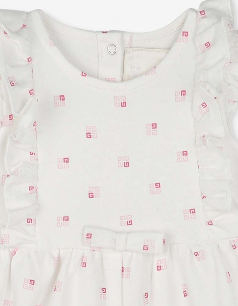 Baby Girls Logo Romper in Ivory