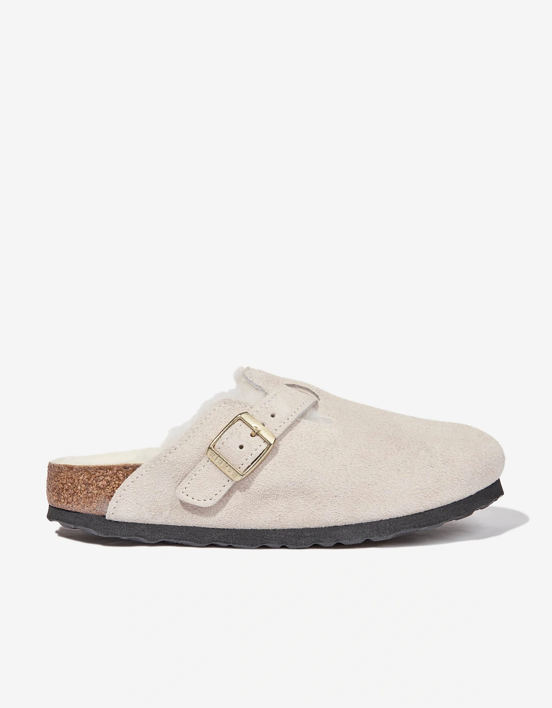 Shearling Suede Clogs in White, 5 of 4