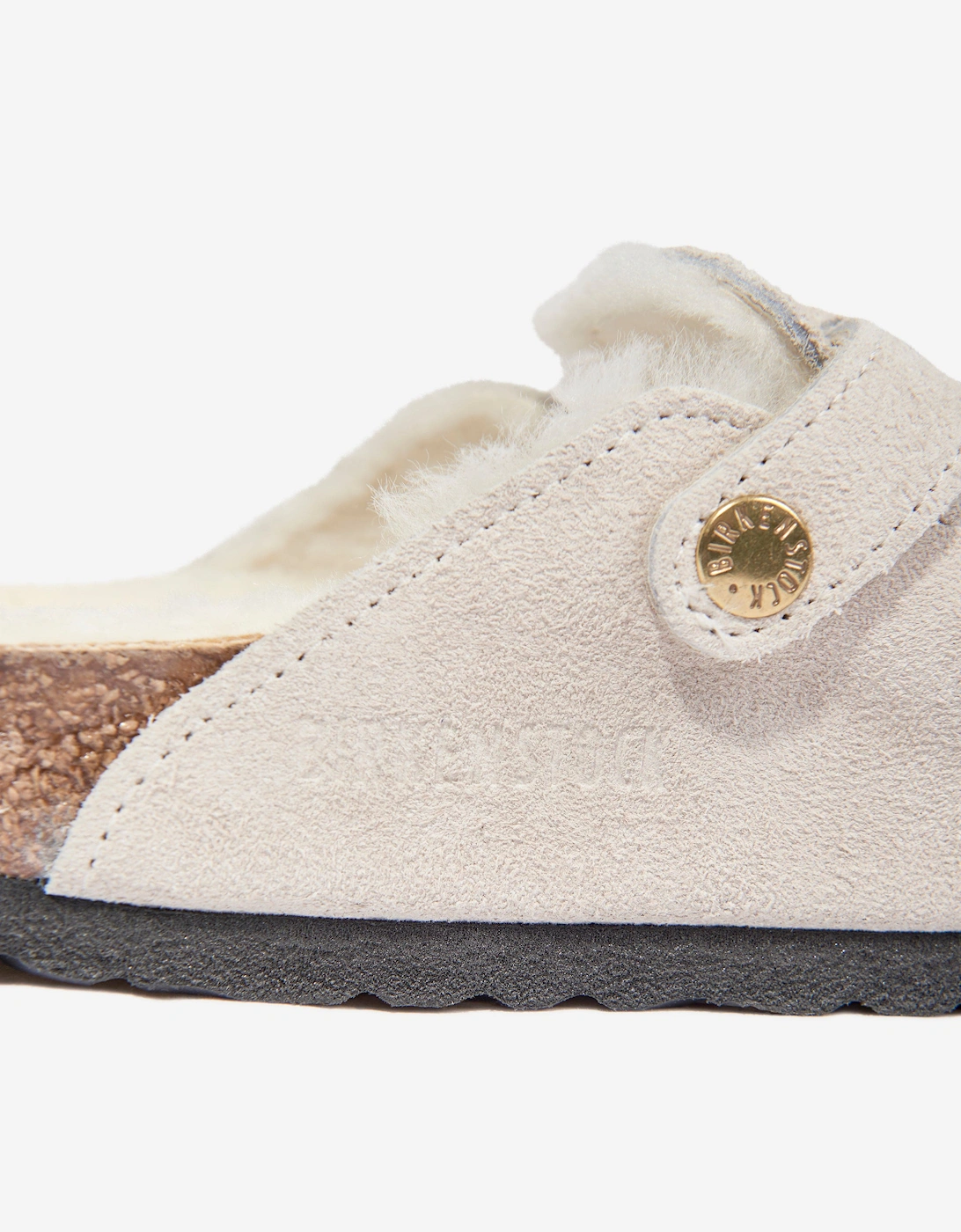 Shearling Suede Clogs in White