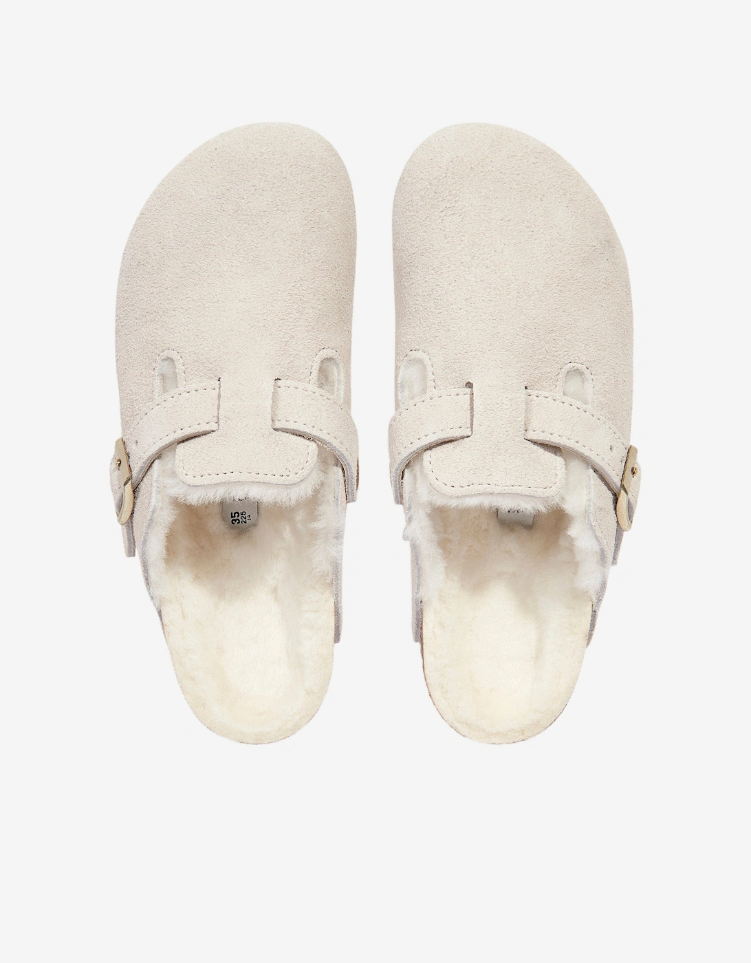 Shearling Suede Clogs in White