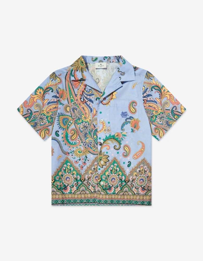 Boys Paisley Print Shirt in Blue