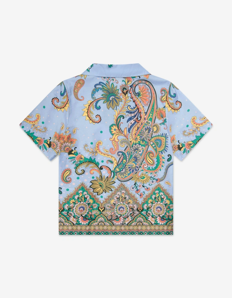 Boys Paisley Print Shirt in Blue