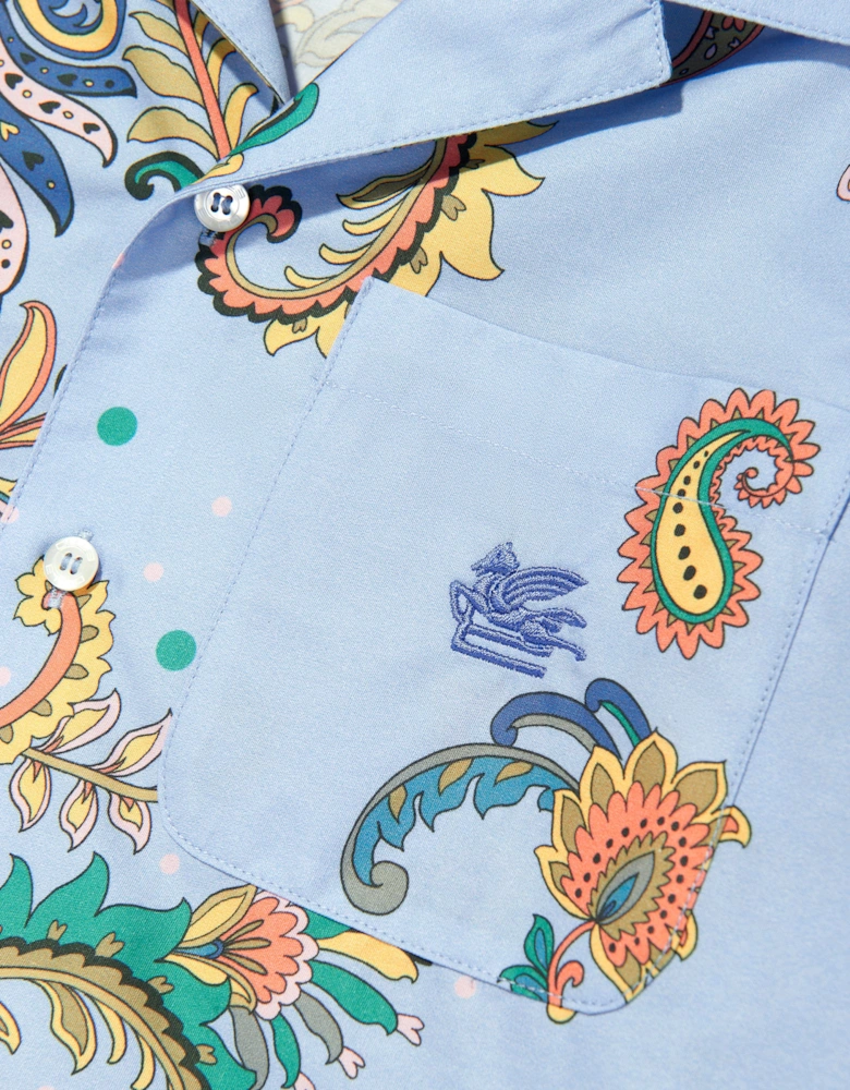 Boys Paisley Print Shirt in Blue