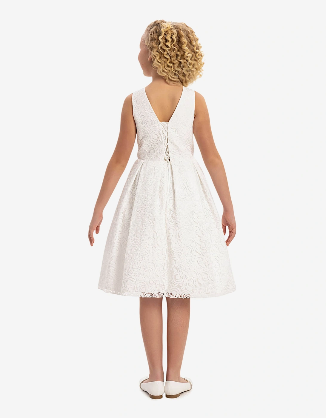 Girls Lace Dress with Bolero in White