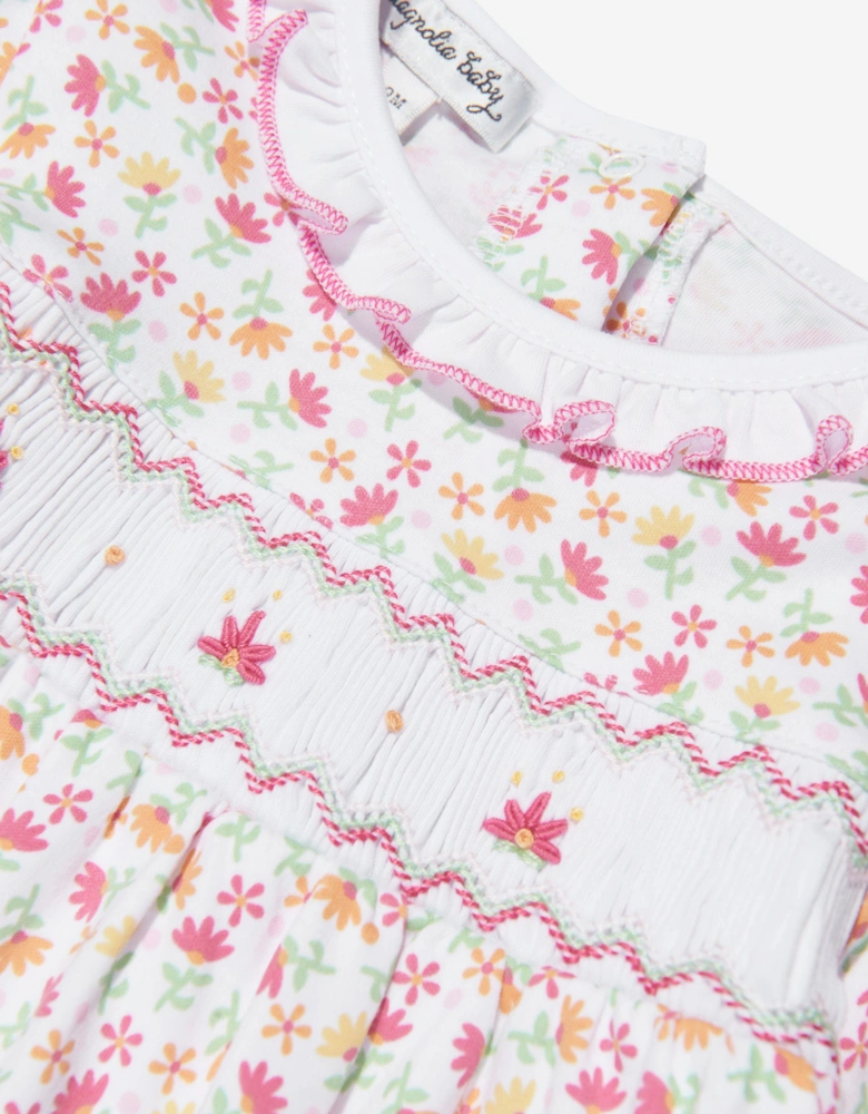 Baby Girls Smocked Babygrow in Pink