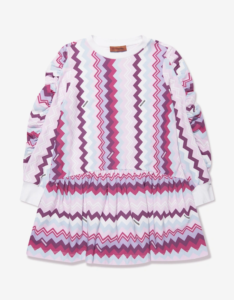 Girls Zigzag Dress in Pink