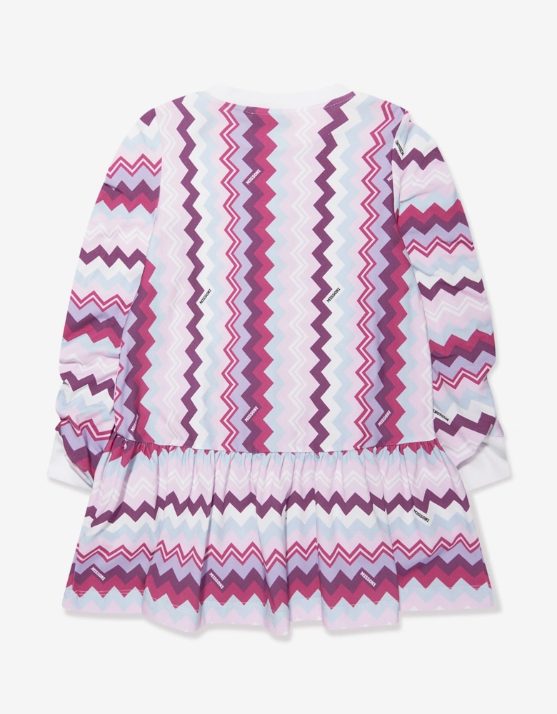 Girls Zigzag Dress in Pink