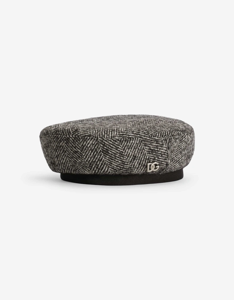 Girls Wool Logo Beret in Grey