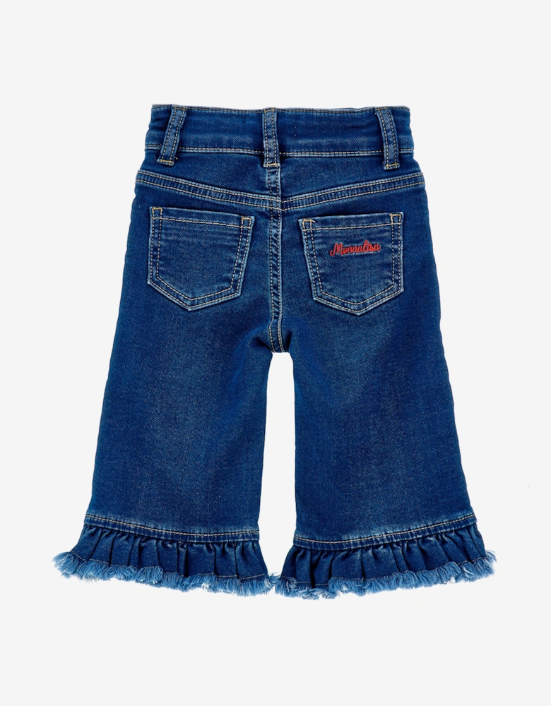 Girls Heart Denim Fleece Jeans in Blue